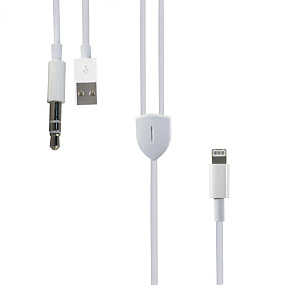 Дата кабель lightning - USB - 3.5Jack MA040 1м белый