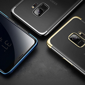 Силиконовый чехол для Samsung G960 Galaxy S9 Baseus Glitter с хром.контуром черный DW01