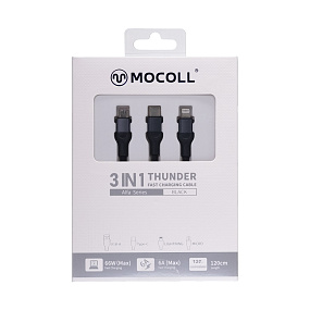 Дата кабель Mocoll MP2B USB - micro/lightning/type-c 3в1 1м черный