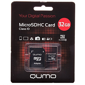 MicroSD 32Gb Qumo Class 10 USH-I 90Mb/s + SDадаптер