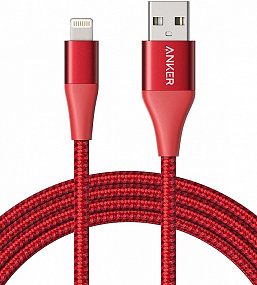 Дата кабель lightning - USB Anker PowerLine+II 0,9м красный