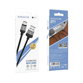 Дата кабель Type-C - USB Borofone BX28 3A 1м серый