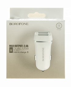 АЗУ-USB Borofone BZ2 2 выхода 2.4A белый