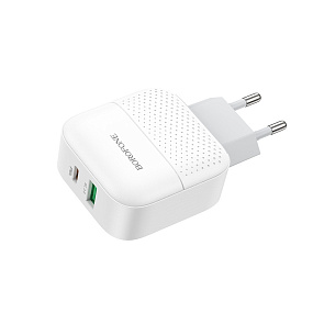 СЗУ-USB Borofone BA46A 1 выход Type-C PD20W+QC3.0 3А белый(УЦЕНКА)повр.упак