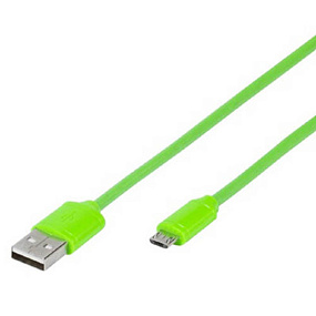 Дата кабель micro USB - USB в переплете металлический 1м зеленый тех.упаковка