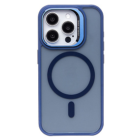 Кейс iPhone 15 Pro силикон SafeMag SM026 темно-синий