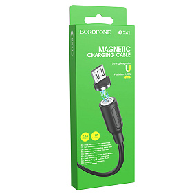 Дата кабель micro USB - USB Borofone BX41 магнитный 2.4A 1м черный