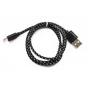 Дата кабель micro USB - USB в переплете 1м черный тех. упаковка