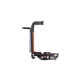 Шлейф iPhone 13 Pro Max на системный разъем/микрофон Черный - Премиум