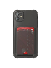 Кейс iPhone 11 силикон с визитницей прозрачный черный