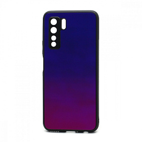 Силиконовый чехол Honor 7A Pro/7C/Y6 со стеклянной вставкой сине-фиолетовый (005)