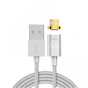 Дата кабель lightning - USB Hoco U16 1,2м 2,4А магнитный серебро