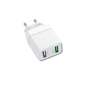 СЗУ-USB Borofone BA39A 2 выхода 2.4А QC3.0 белый