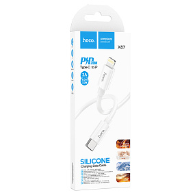Дата кабель Type-C - Lightning Hoco X87 20W 3A 1м белый