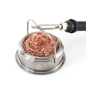 Губка для очистки жала паяльника металлическая в подставке