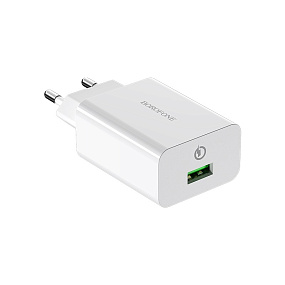 СЗУ+ micro USB Borofone BA21A 1 выход 2.4А QC3.0 белый (УЦЕНКА) Нет кабеля в комплекте, царапины