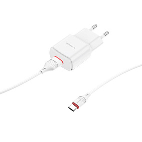 СЗУ+ Type-C Borofone BA48A 1 выход 2.1А белый