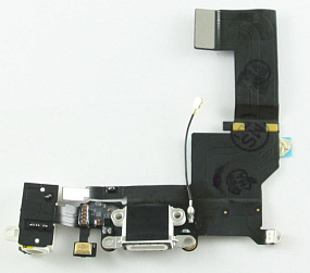Шлейф iPhone 5S на системный разъем/разъем гарнитуры/микрофон Белый