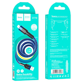 Дата кабель lightning - USB Hoco U110 2.4A 1м синий