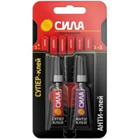 Супер клей Сила 3гр.+Антиклей