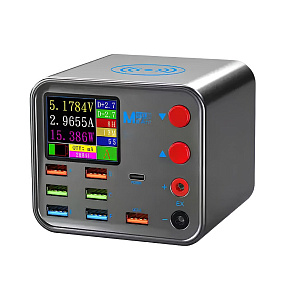 Зарядная станция MaAnt DianBa No.1 (200W, 8 портов, 6USB1.0/USB-QC3.0/Type-C-PD, Qi 10W, LCD)