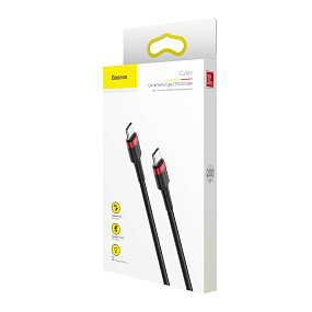 Дата кабель Type-C-Type-C Baseus Cafule PD2 (CATKLF-H91) 20V 3A 2м 5A красно-черный