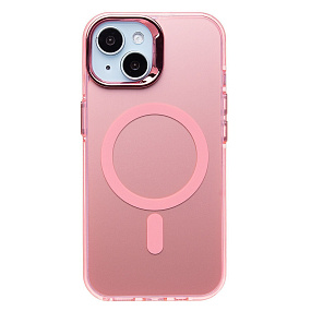 Кейс iPhone 15 силикон SafeMag SM025 розовый