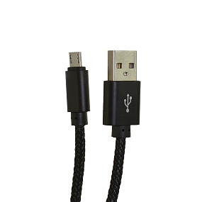 Дата кабель micro USB - USB нейлоновый 1м черный тех. упаковка