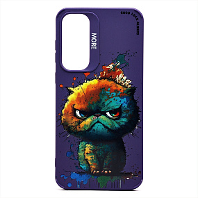 Силиконовый чехол для Samsung A556 Galaxy A55 SC335 (кот) фиолетовый