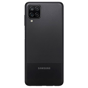 корпус для телефона Samsung A125F/A127F (A12/A12 Nacho) Задняя крышка (черный) - Премиум
