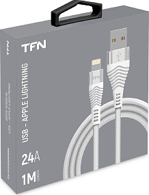 Дата кабель lightning - USB TFN Forza CFZLIGUSB1MWH 2.4A 1м белый