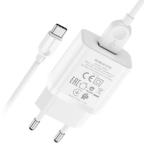 СЗУ+ Type-C Borofone BA52A 1 выход 2.1А белый