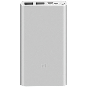 Портативное зарядное устройство Xiaomi Power 3 10000mAh (PLM13ZM/PLM12ZM) серебро (УЦЕНКА) Царапины