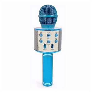Микрофон WSTER WS-858 беспр/караоке голубой
