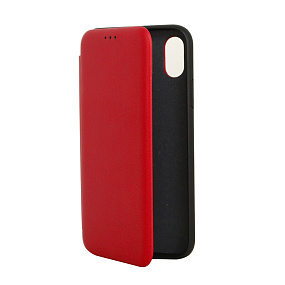 Чехол-книжка натуральная кожа IPhone X Hoco Norden боковой флип красная
