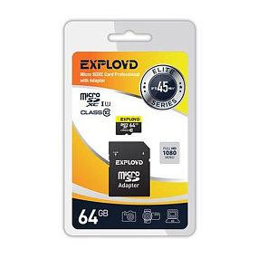 MicroSD 64Gb Exployd 10 UHS-I 90Mb/s +SD adapter