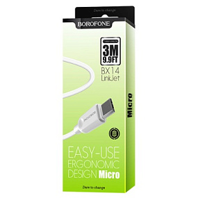Дата кабель micro USB - USB Borofone BX14 LinkJet 2.4A 2м белый