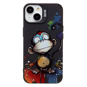 Кейс iPhone 13 силикон SC335 (обезьяна) черный
