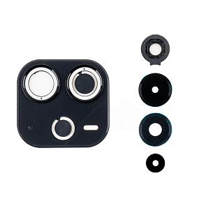 Стекло камеры Xiaomi Redmi Note 14 4G (24117RN76O/24117RN76G ) в сборе с рамкой Черный