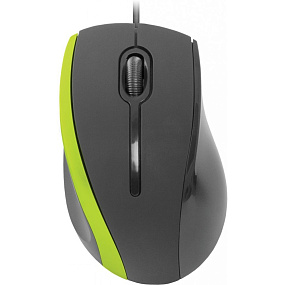 Мышь проводная Defender MM-340 черно-зеленая USB