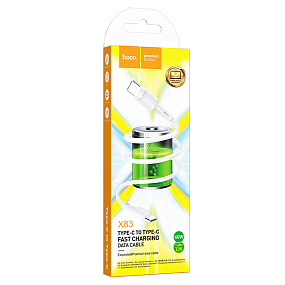 Дата кабель Type-C - Type-C Hoco X83 60W 3A 1м белый