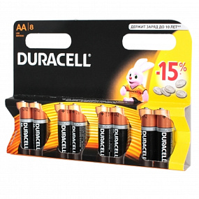 Батарейка АА Duracell LR6 8BL 4/80/240 1шт