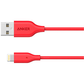 Дата кабель lightning - USB Anker A8153  New Nylon 1,8м красный