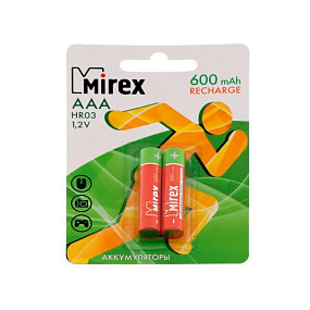 Аккумулятор AAA Mirex 600mAh 2BL 1шт